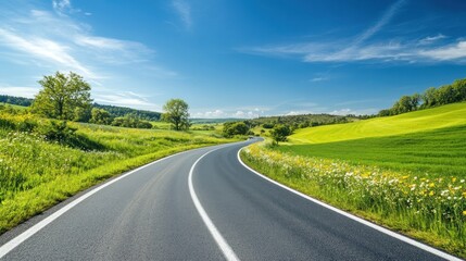 Fototapeta premium Winding road through a vibrant landscape