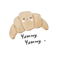 Cartoon croissant. Colorful illustration, flat style. design for cards, print, poster	
