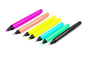 Fototapeta premium Vibrant selection of colorful felt tip pens displayed on transparent background