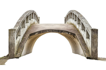 Weathered concrete pedestrian bridge with arched design isolated on transparent background