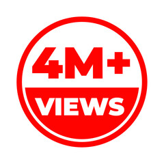 4 Million views png, Popular trend icon, Social buzz graphic, Digital media design