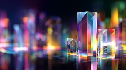 Abstract crystal prism refraction light and shadow iridescent background wallpaper iridescent design art