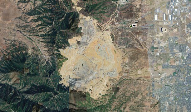 Bingham Canyon Mine, USA: High-Resolution Aerial View of the Giant Copper Mine - Powered by Adobe