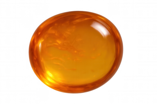 Glowing orange spherical shape with vibrant internal light refractions, highlighting modern digital design concept on transparent backdrop