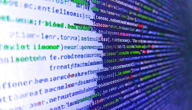 Colorful code snippets displayed on a screen