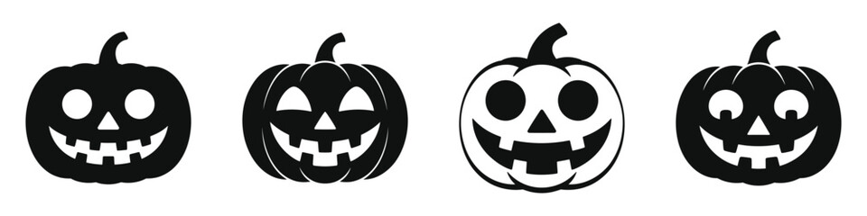 Halloween Pumpkin Jack-o'-Lantern Vector Set – Spooky Carved Pumpkin Faces for Holiday Decorations, Party Invitations, Stickers, Crafts, Posters, and Seasonal Halloween Designs
