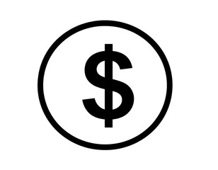 Obraz premium Simple black dollar sign icon in a circle