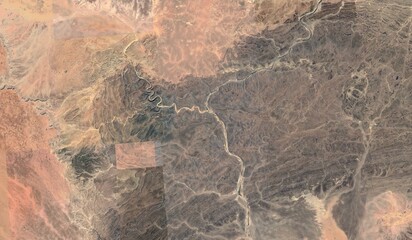 Sahara Desert: High-Resolution Satellite View of Abstract Patterns and Dunes