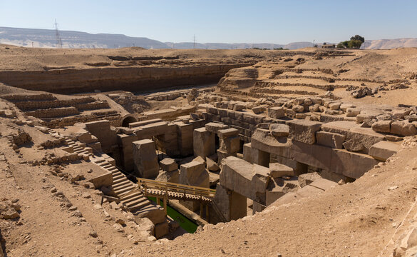 The Osireion at the rear of the temple of Seti I at Abydos.