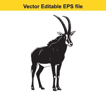 Vector art of black sable antelope standing