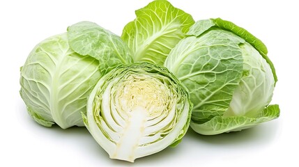 Fototapeta premium Fresh green cabbage isolated on white background