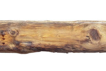 Textured wooden plank with natural patterns isolated on transparent background