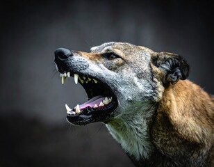 Obraz premium Close-up portrait of a snarling dog