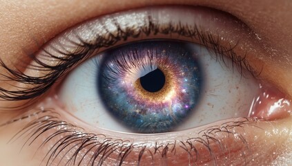 A Captivating Macro Shot of a Human Eye Reflecting the Vastness of the Cosmos a Universe Within the Iris of Wonder