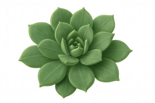Verdant succulent displaying intricate green foliage, revealing detailed leaf patterns against transparent backdrop