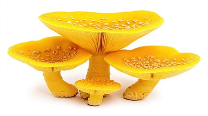 Group of fresh yellow chanterelle mushrooms isolated