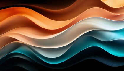 Obraz premium Grainy Gradient Abstract Noise Texture Background In Sandy Beige To Deep Brown Vibrant Orange Teal White Psychedelic Grainy Gradient Color Flow Wave On A Black Background