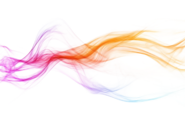 Abstract colorful flowing smoke design isolated, gradient effect on transparent background