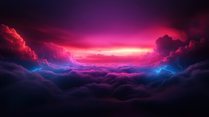 Vivid, dramatic sky scene with layers of colorful clouds and vibrant light.