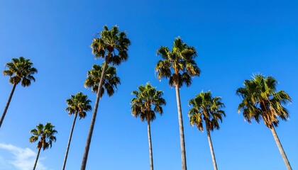 Obraz premium Palm trees against a vibrant blue sky