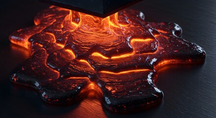 Mesmerizing Corporate Background – Molten Obsidian Flowing Over Brushed Dark Titanium, Glossy Organic Solidification for High-End Tech Branding