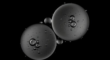 Abstract Luxury Background – Black Oil & Clear Water Collision in Macro, Elegant Otherworldly Shapes for High-End Corporate & Design Use