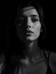 black and white portrait of a woman