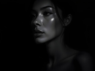 black and white portrait of a woman