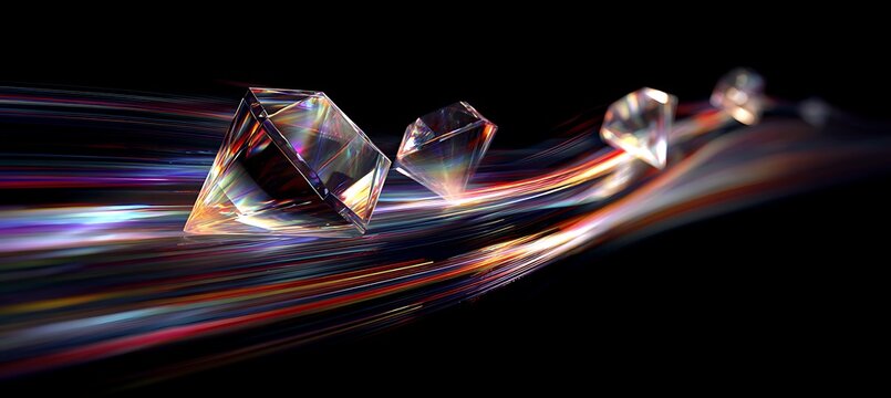 Abstract diamonds with light trails background for jewelry design and luxury concepts wallpaper texture