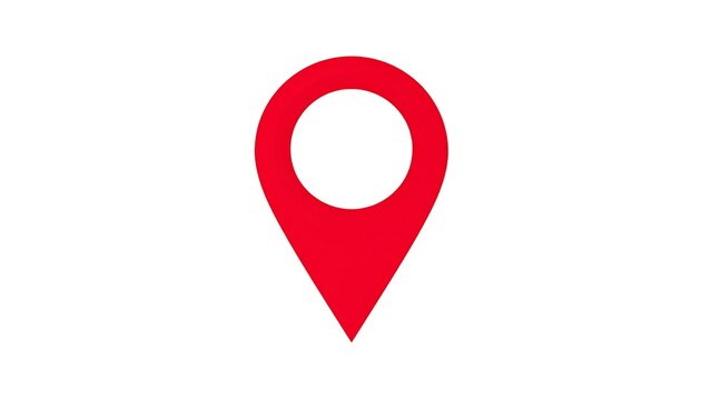 Red map pin icon on white background