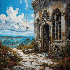 Surreal landscape. The fantastic reality of dreams. Another world.