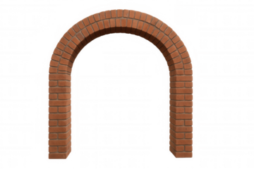 Simple and elegant brick arch, perfect for architectural visualizations and design projects with transparent background
