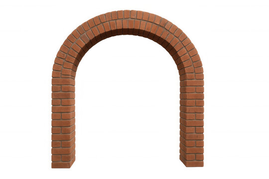 Simple and elegant brick arch, perfect for architectural visualizations and design projects with transparent background