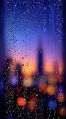 Obraz premium Rainy Night Cityscape Through Window
