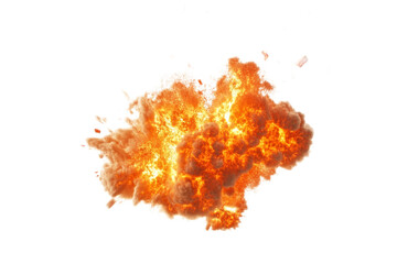 Fiery explosion of dynamic energy and particles on transparent background