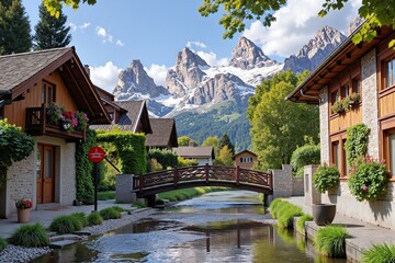 Obraz premium Alpine Village Escape 