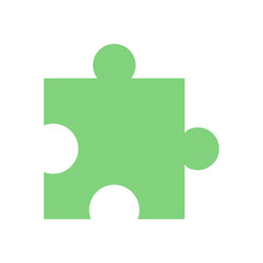 Fototapeta premium Flat green silhouette of a puzzle piece for board game fun. Jigsaw piece for play and leisure activities. Entertaining concept ideal toy designs, boardgame themes, and hobby graphics in a simple,