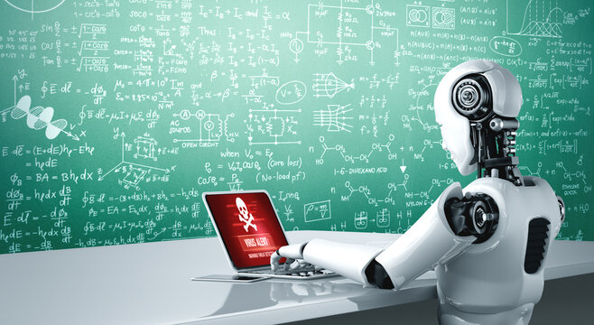 Virus warning alert on computer screen detected modish cyber threat , hacker, computer virus and malware