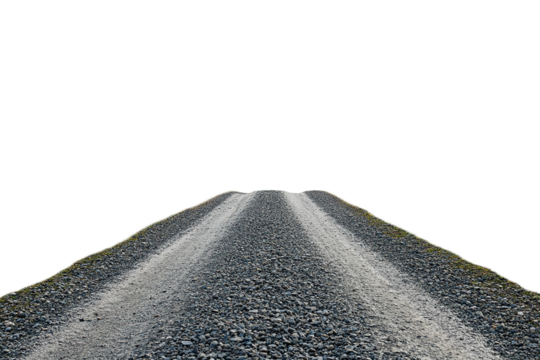 Winding gravel path leading towards the horizon on transparent background - Powered by Adobe