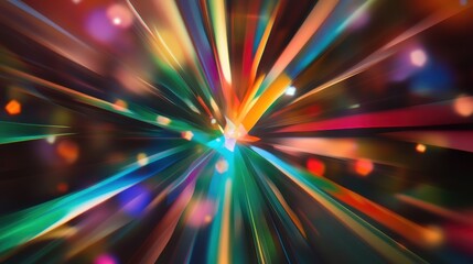 Fototapeta premium Colorful light rays abstract background with bokeh