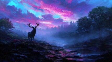 Deer majestic landscape