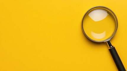 Magnifying glass on yellow background