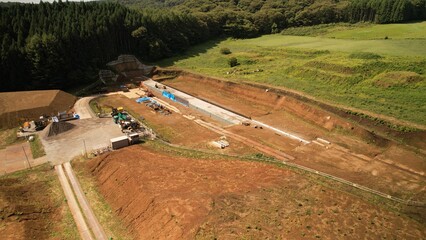 砂防ダムの基礎工事