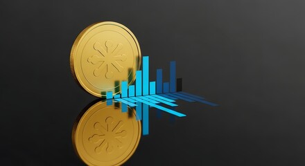 Cryptocurrency Investment Growth Coin and Blue Chart.