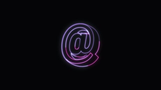  At Sign Neon Text Seamless Loop 4K with Black Background Animated Promotional Typography for Video Editing
