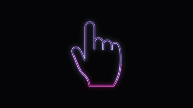  Backhand Index Pointing Up Icon Neon Seamless Loop 4K with Black Background Animated Promotional Typography for Video Editing