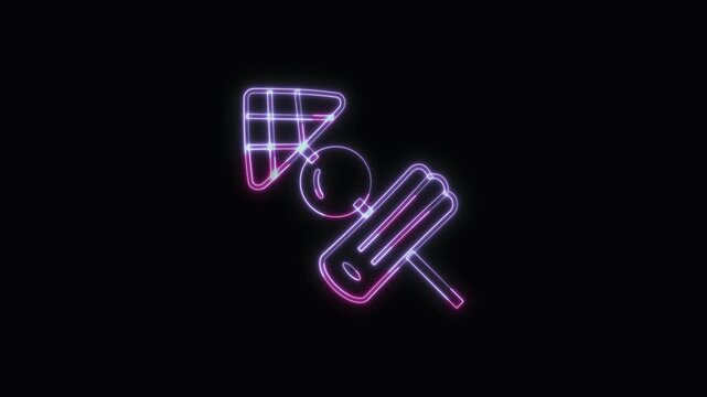  BBQ Icon Neon Seamless Loop 4K with Black Background Animated Promotional Typography for Video Editing