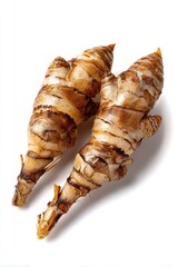Closeup Of Two Brown Roots On White Background