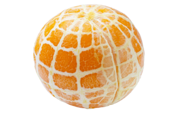 Half peeled orange showing sections, freshness, vitamins on transparent background