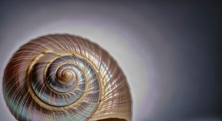 Obraz premium Iridescent Seashell Spiral Macro Shot - Nature's Abstract Design in Close Up View